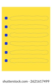 Blank Cute yellow Journal, Notepad, Planner Label, Paper Sheet, Sticky Note Vector Illustration