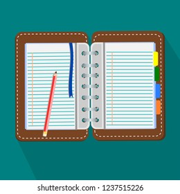 Blank dairy book note and pencil,vector illustration.