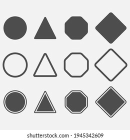 Juego de iconos simples de peligro en blanco. Ilustración vectorial. Eps 10.