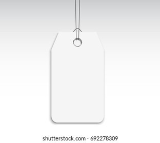 Blank dangling paper label or cloth tag set. Blank labels template price tags set realistic vector 