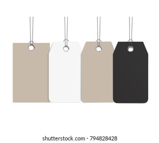 Blank dangling paper label or cloth tag. Blank labels template price tags set realistic vector