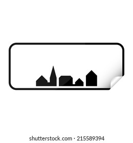 Blank danish city sign sticker with curly corner.