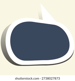 Blank dark blue rounded speech bubble features a thick white border and a pointed tail ready for your custom text or creative announcement template.