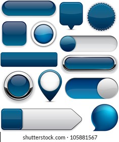 Blank Dark-blue web buttons for website or app. Vector eps10.