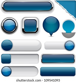 Blank Dark-blue web buttons for website or app. Vector eps10.