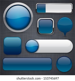 Blank Dark-blue web buttons for website or app. Vector eps10.