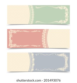 Blank decorative banners set for decorative design with twirls and frames vector illustration