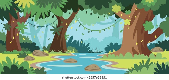 Blank Deep Forest Scene Vector