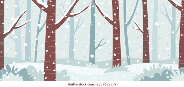 Blank Deep Forest At Winter