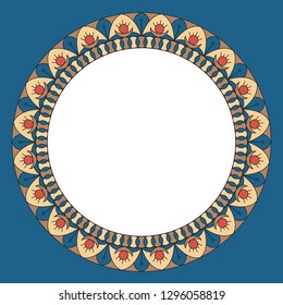 Blank for design. Round decorative frame with ethnic ornament. Style vintage. Colorful illustration. EPS10
