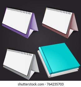 blank desktop calendar isolated on dark gray background. vector illustration