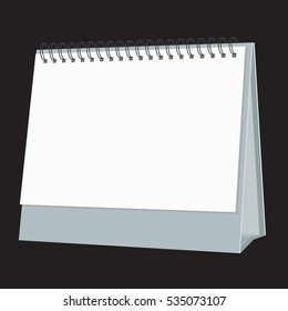 Blank desktop calendar. Realistic but flat color style design. Isolated vector mock up.