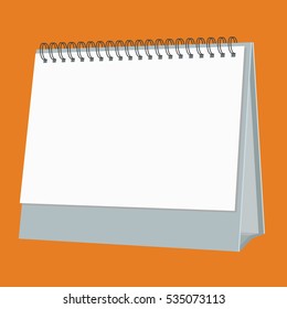 Blank desktop calendar. Realistic but flat color style design. Isolated vector mock up.