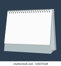 Blank desktop calendar. Realistic but flat color style design. Isolated vector mock up.