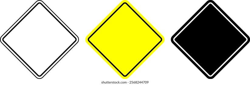blank diamond warning sign set