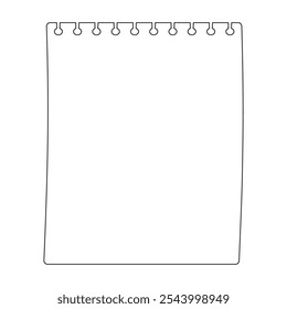 Blank diary notebook page or note paper template vector illustration