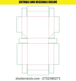 Modelo de Dieline em Branco para Pequena Produção de Embalagem de Cartão Dobrável