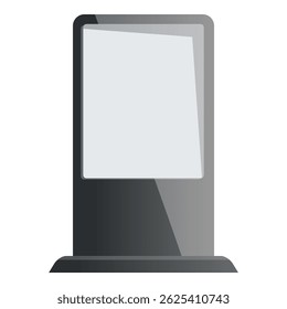 Blank digital signage kiosk showing empty white screen displaying