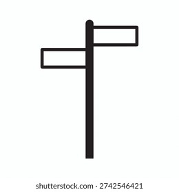 Blank directional road sign icon on a pole, isolated vector illustration.