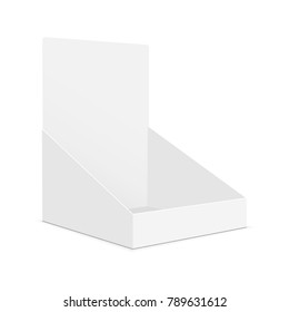 Blank Display Box Mockup Isolated On White Background - Side View. Vector Illustration