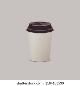 Blank disposable paper coffee cup vector mockup. Realistic coffee to go design template.