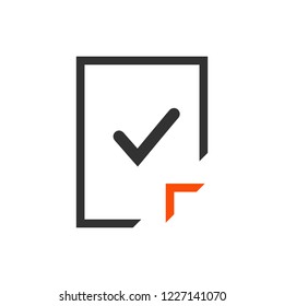 Blank Document icon with checkmark. Page icon. Vector illustration.