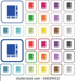 Blank document with scroll bars color flat icons in rounded square frames. Thin and thick versions included.