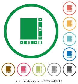 Blank document with scroll bars flat color icons in round outlines on white background