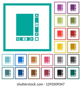 Blank document with scroll bars flat color icons with quadrant frames on white background