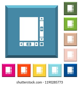 Blank document with scroll bars white icons on edged square buttons in various trendy colors