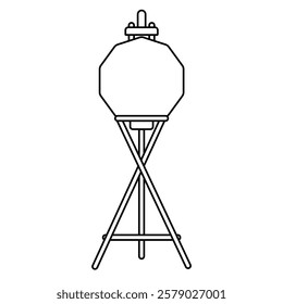 Blank drawing canvas wooden easel. Blank painting. Vector outline icon empty art board