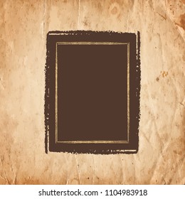 Blank drawing empty frame on old paper background. Vector illustration