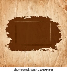 Blank drawing empty rough frame on old paper background. Vector illustration