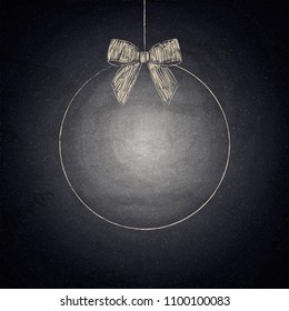 Blank drawing empty round banner on chalkboard background. Vector illustration