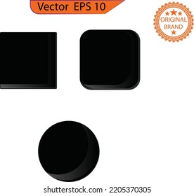 Blank Elegant black Buttons. Set of glass black buttons and sliders, web icons of different forms. Gradient mesh. Button set color black glossy. EPS 10