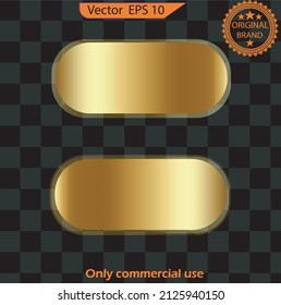 Blank Elegant Golden Buttons. Set of glass gold buttons and sliders, web icons of different forms. Gradient mesh. Button set color gold glossy. EPS 10