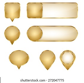 Blank Elegant Golden Vector Web Buttons Pins and Sliders