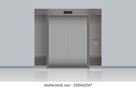 Blank Elevator mockup with closed doors, blank mockup. Realistic high detailed Vector illustartion
