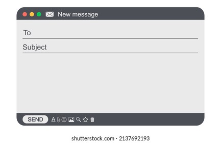Blank Email Message. Email Interface Screen. Template Mail Window. User Mail Interface.