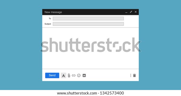 空の電子メール画面 メールメッセージインターフェイス空白のモックアップインターネットウィンドウコンピュータ ボックスページウェブソフトウェア ブラウザ ベクターイラスト のベクター画像素材 ロイヤリティフリー