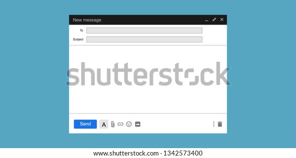 空の電子メール画面 メール メッセージインターフェイス空白のモックアップインターネットウィンドウコンピュータ ボックスページウェブソフトウェアブラウザ ベクターイラスト のベクター画像素材 ロイヤリティフリー