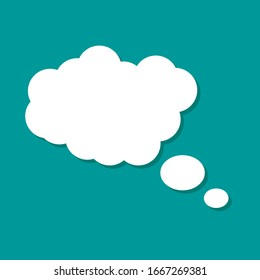 Blank empty balloon cloud with white color isolated on green background. vector dialog for website