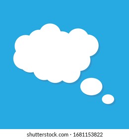 Blank empty balloon cloud with white color isolated on blue background. vector dialog for website