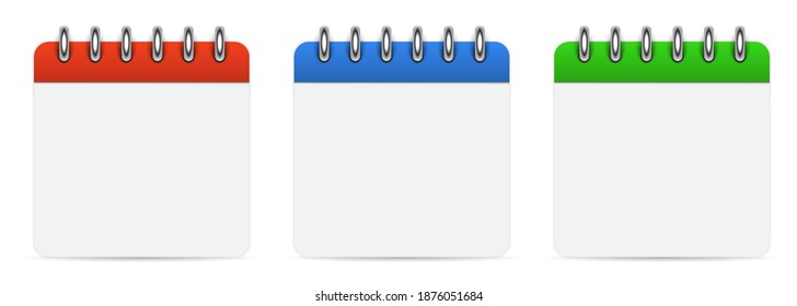 Blank empty calendars set template on white background. 3d vector illustration EPS10