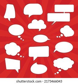 Blank empty chat bubble vector illustration with red background