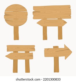 Blank or empty, clear isolated wooden planks or signboards. Signs for messages or pointers with arrow for pathfinding. Signpost at desert, information