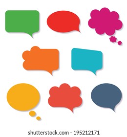 Blank empty colorful speech bubbles paper collection set isolated on white background. Vector illustration 