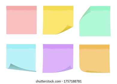 blank empty colorful sticky notes, office objects