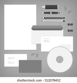 Blank empty corporate Identity vector Template with office supplies 