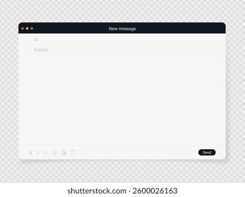 Blank empty email frame interface page screen template web window browser. Layout mail message isolated on transparent background. Vector flat illustration - Powered by Shutterstock - Get 15% off with code: PIKWIZARD15